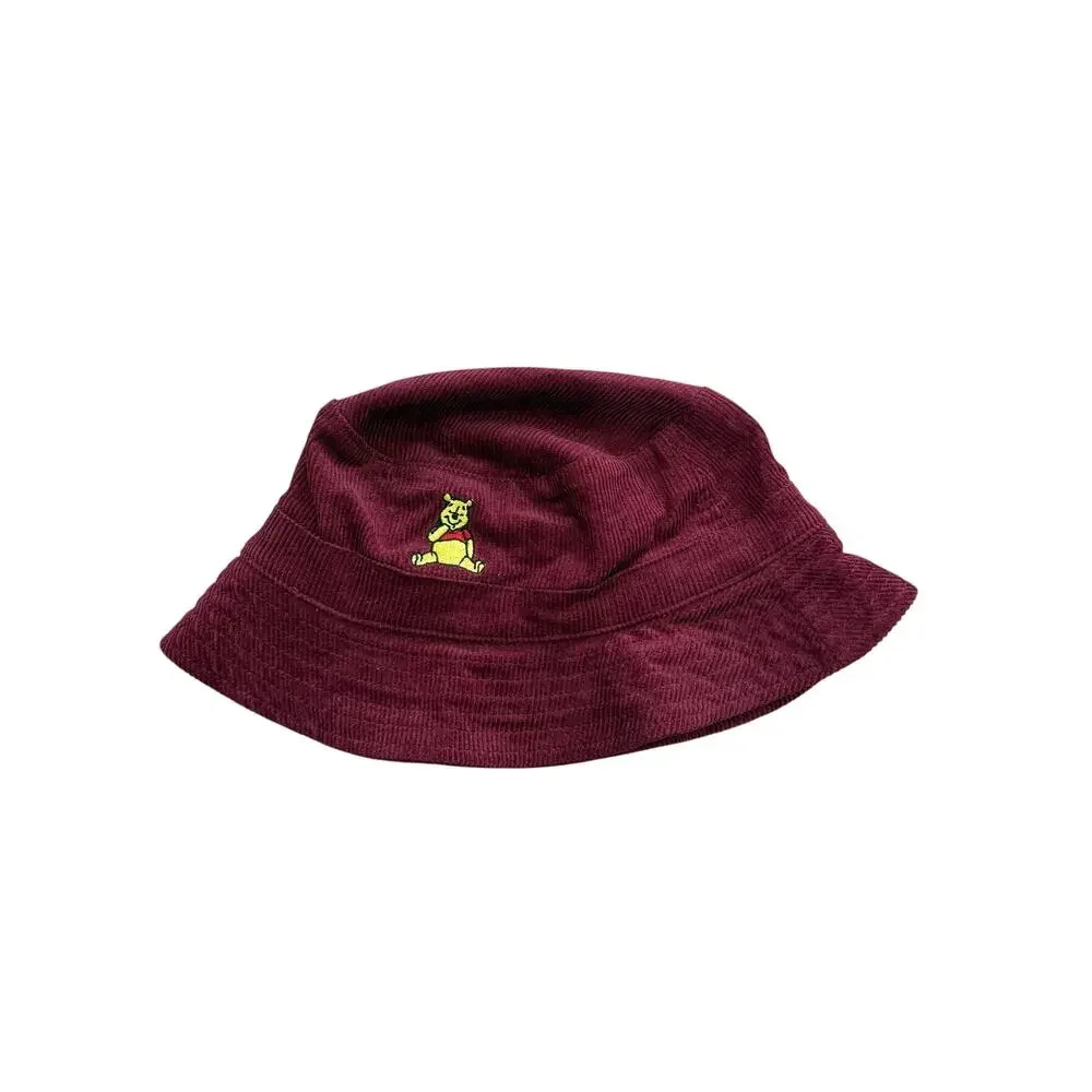 Disney Winnie the Pooh Corduroy Bucket Hat NWT Burgundy